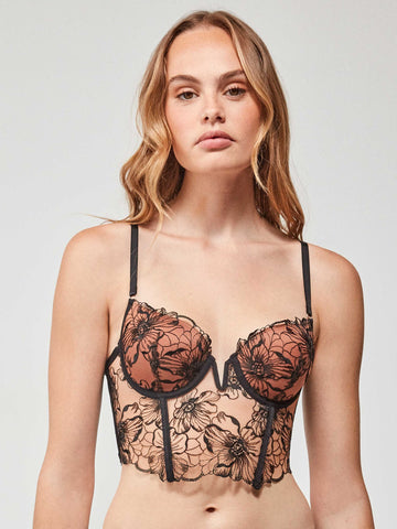 Bustier bordado floral