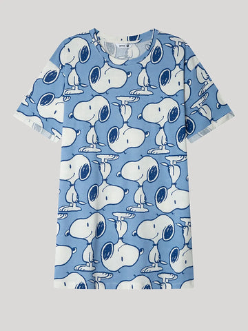 Camisa de dormir em algodão com estampado Snoopy